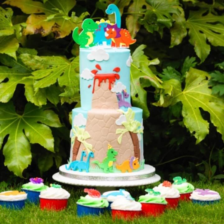 CULPITT Dinosaur Pic Cake Topper, Pack of 1, Gum Paste Cake Decorations For Birthday Cake, Colourful Time-Saving Topper, Multicolour, 21361