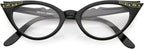 zeroUV Women's Retro Rhinestone Embellished Clear Lens Cat Eye Glasses 51mm