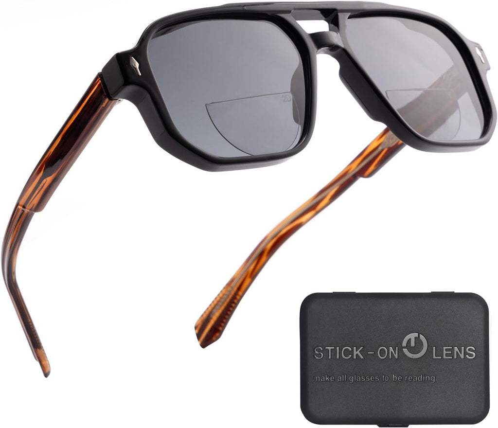 Stick-on Bifocal Readers for Sunglasses, No Water or Adhesive Needed, Reusable Reading Lenses for Glasses Goggles