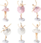 6 Pcs Ballet Girl Cake Topper Dancing Ballerina Girl Figurine Cake Decorations Pink Cake Toppers for Ballet Girl Baby Shower Birthday Party Wedding Decoration
