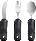 Adaptive Utensils,Easy Grip Silverware,Built-Up Fork,Spoon and Rocker Knife for Adults,Elderly,Arthritis,Tremors and Parkinsons,3 Piece Set