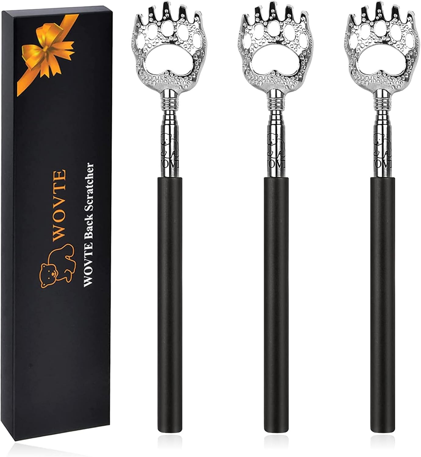 WOVTE Bear Claw Extendable Back Scratcher 3Pack, Stocking Stuffers for Men Women Adults, Mothers Day Fathers Day Birthday Christmas Gifts for Men Women Mom Dad Husband