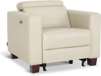 MCombo Zero Wall Recliner Chair, Wall Hugger Power Recliner Chair with Adjustable Headrest, High Wood Leg, USB & Type C Dual Charge Ports, for Living Room, Small Spaces, HL128 (Faux Leather, Beige)