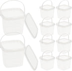 Mipcase 10 Pcs Clear Plastic Container with Lid Ice Cream Bucket Food Storage Container Freezer Storage Bucket Square Plastic Pails with Handle for Home Kitchen 500ml