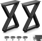 16" Metal Bench, Desk and Coffee Table Legs, Heavy Duty Furniture Legs, Black End Table Legs (H16 x W11.8, Set of 2)