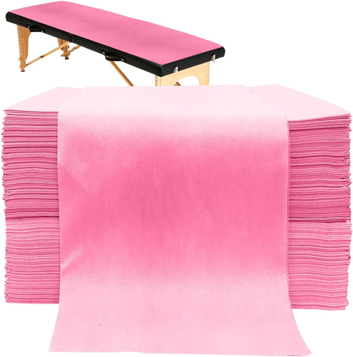 100PCS Disposable Massage Table Sheets, Pink Spa Bed Covers for Esthetician, Spa, Waxing, Lash, Tattoo, Salon Table, 31.5" X 71"
