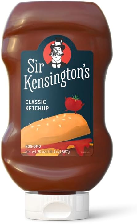 Sir Kensington's Classic Ketchup, Squeeze Bottle, Non-GMO, No Artificial Colors, No Artificial Flavors, Soy Free, Gluten Free, Vegan, 20oz, Pack of 12