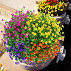 Artificial Flowers Fake Outdoor UV Resistant Boxwood Plants Shrubs 4 Pack, Faux Plastic Greenery for Indoor Outside Hanging Planter Home Office Wedding Farmhouse Decor (Yellow)
