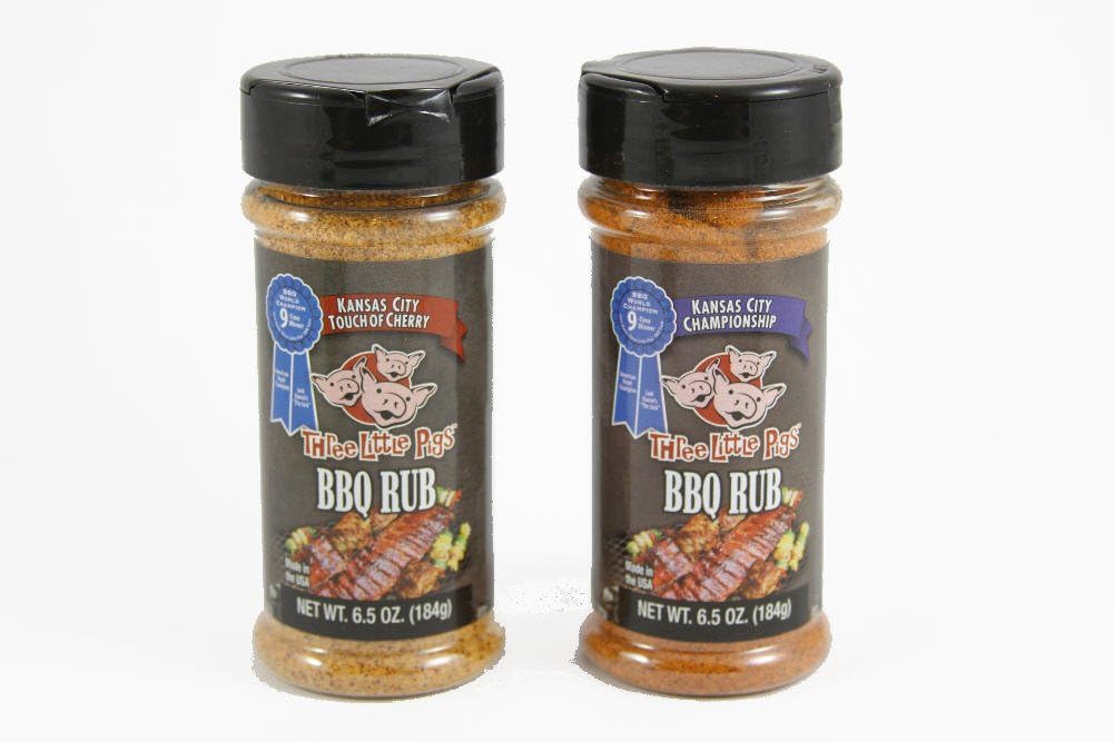 Kansas City Three Little Pigs BBQ Rub Variety Bundle - 2 Items (Kansas City Championship Three Little Pigs BBQ Rub and Kansas City Touch of Cherry Three Little Pigs BBQ Rub)