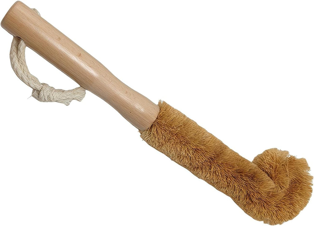26 cm / 10.2 in Kitchen Bottle Brush, Natural Coconut Fiber Cleaning Brush with Beech Wood Handle, Bendable Scrubber for Glass Bottles, Cups, Thermos, Wine Bottles, Home Use