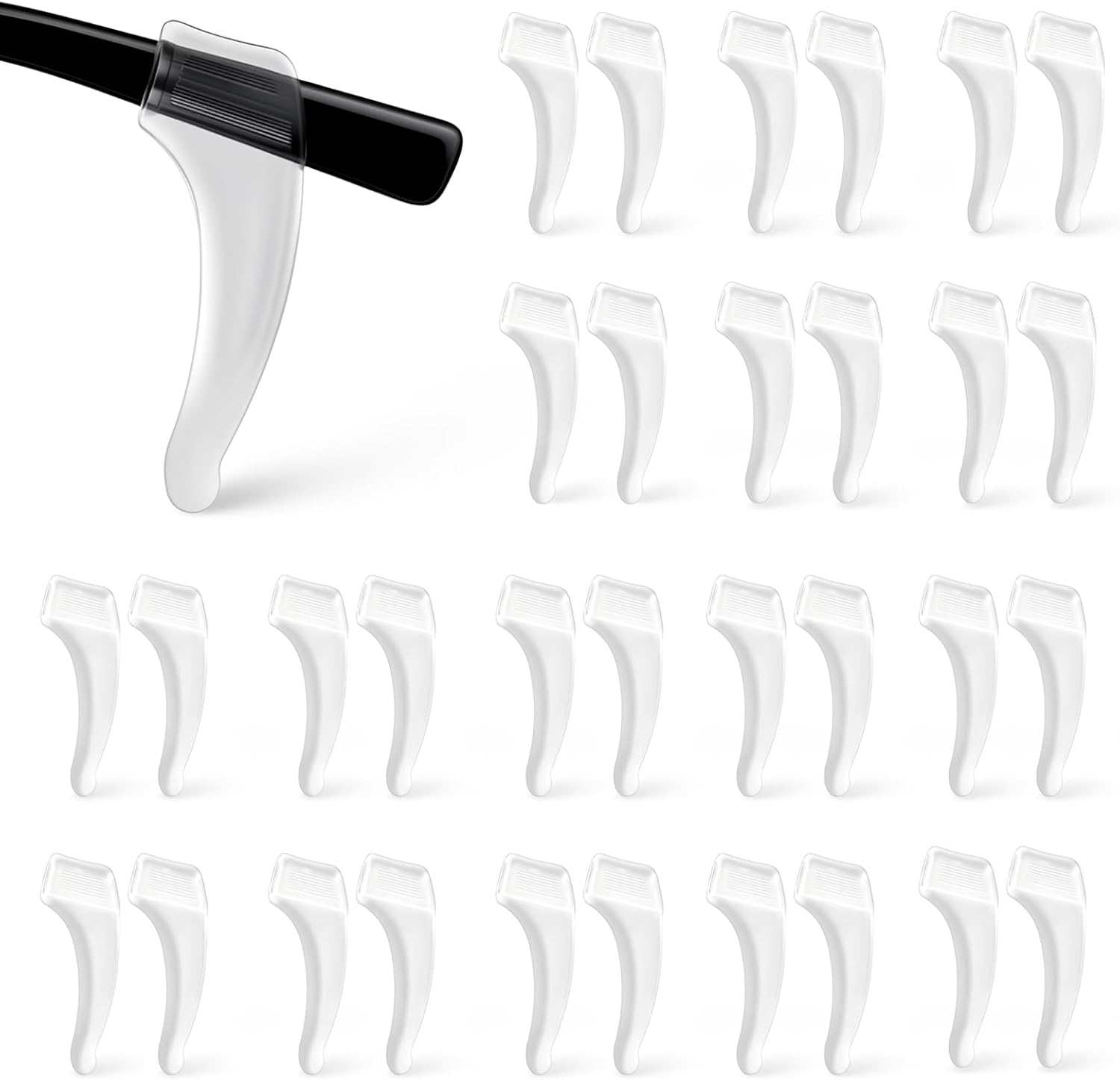 16 Pairs Glasses Ear Hook Eye Glasses Ear Grippers Silicone Anti Slip Eyeglass Holder, Eyeglasses Grip Hooks Safety Eyewear Retainer for Sunglasses Temple Tips Sleeve Retainers for Eyeglass