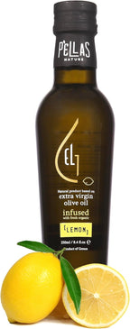 Organic Lemon Infused Extra Virgin Olive Oil – 8.45 oz French Glass Bottle, Single Origin Ultra Premium Gourmet Cooking Oil, Heart Healthy & Natural Flavor