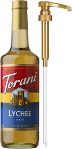 Torani Lychee Syrup for Drinks, Flavoring for Iced Tea, Sodas, and Cocktails, Glass Bottle with Pump Included, 25.4 Fl Oz