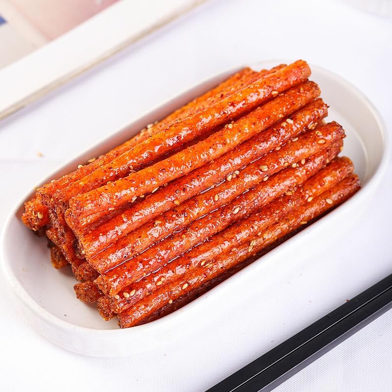 Hunan spicy bar gift package, Chinese latiao spicy strips, Handmade big gluten 96g/pack, Hot stick, Instant latiao mala stick, Leisure snacks, Chinese special snacks, Healthy soy products (1 pack)