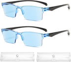 2 PCS Auto Focus Glasses Self Adjusting, Automatic Zoom Anti-Blue Light Presbyopia Glasses, Intelligent Dual Focus Smart Reading Glasses for Women & Men(Blue)