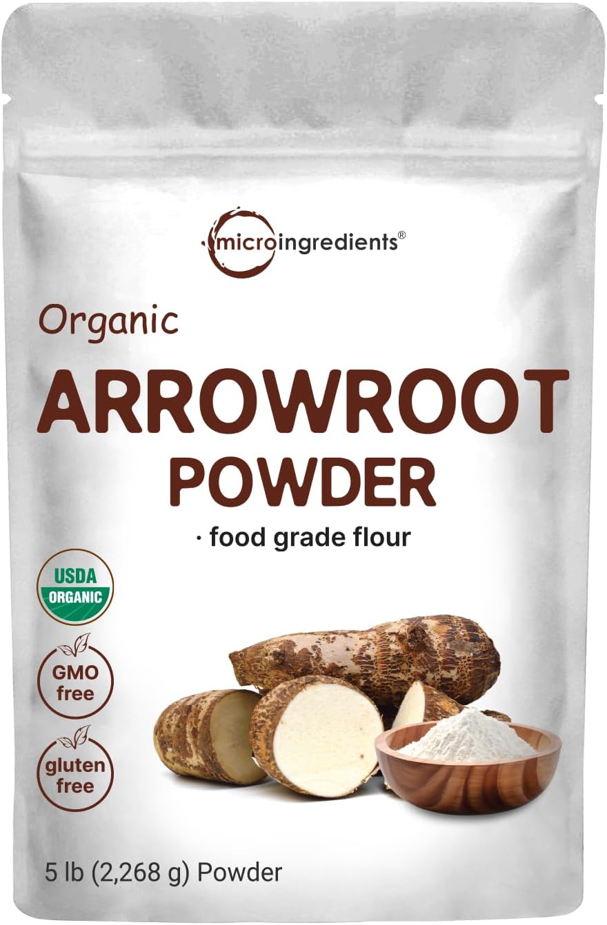 Organic Arrowroot Powder (Flour), 5lb (80oz) | Premium Source from Arrowroot Plants | Unflavored Thickening Agent for Cooking & Baking | Substitute for Cornstarch or Wheat | Non-GMO, Gluten Free