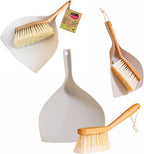 York Eco Natural Hand Brush and Shovel Bamboo with Rubber Edge Broom and Dustpan Set Dustpan 34 x 34 x 7 cm