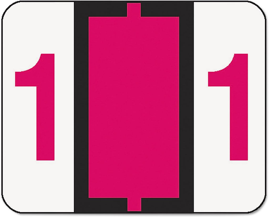 Smead BCCRN Bar-Style Color-Coded Numeric Label, 1, Label Roll, Red, 500 Labels per Roll (67371)