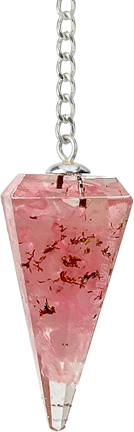 Anaya Agate Rose Quartz Pendulum – Orgone Crystal Pendulum – Dowsing Pendulum for Divination, Meditation, Chakra Healing – Natural Gemstone Pendulum