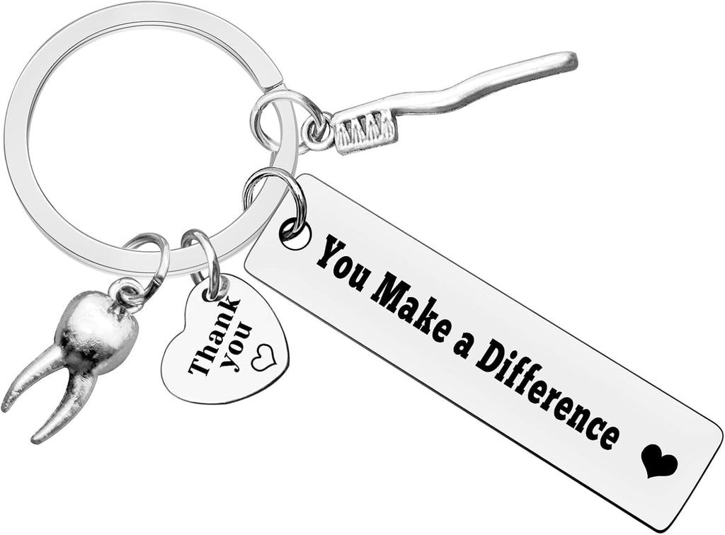 Xiahuyu Dentist Keychain Dentist Appreciation Gifts You Make A Difference Keychain for Dental Hygienist Dental Assistant Gift Dentist Graduation Gift Christmas Birthday Thank You Gift for Dentist