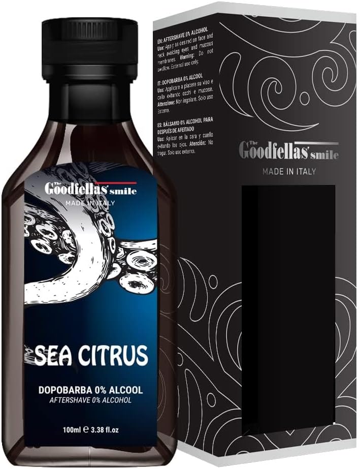 The Goodfellas' smile Soothing Alcohol-FreeAftershave Splash/Tonic, Made in Italy, 100 ml, 3.38 oz (SEA CITRUS/Sea Air with Lemon)