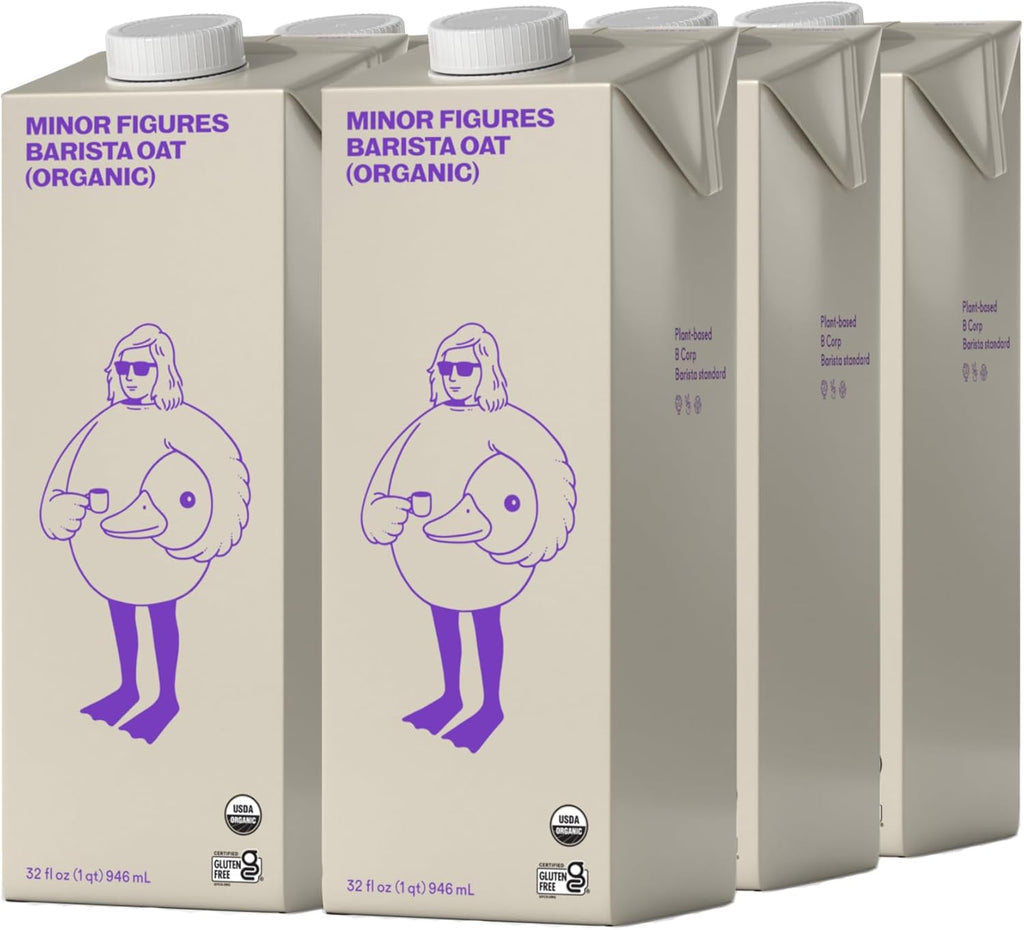 Minor Figures - Oat Milk - Organic - Barista Standard - 32 Oz - 6 Pack - Non-GMO - Plant-Based - Vegan - Dairy-Free - Shelf Stable - Unsweetened