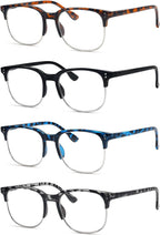 Eyekepper Reading Glasses Women Men 4-Pack Design Semi-rim Readers Eyeglasses