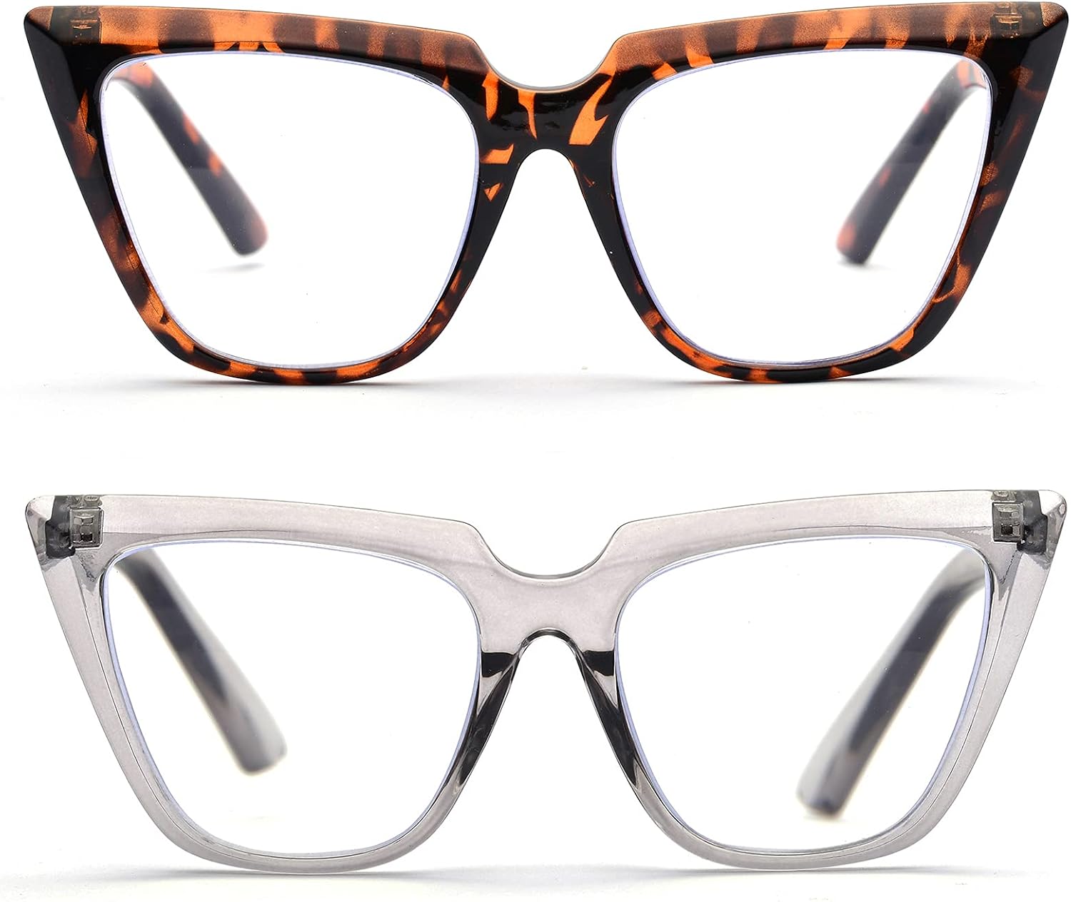 ZUVGEES Womens Chic Oversized CatEye Blue Light Blocking Reading Glasses Big Eyeglass Frames Large lens Computer Readers