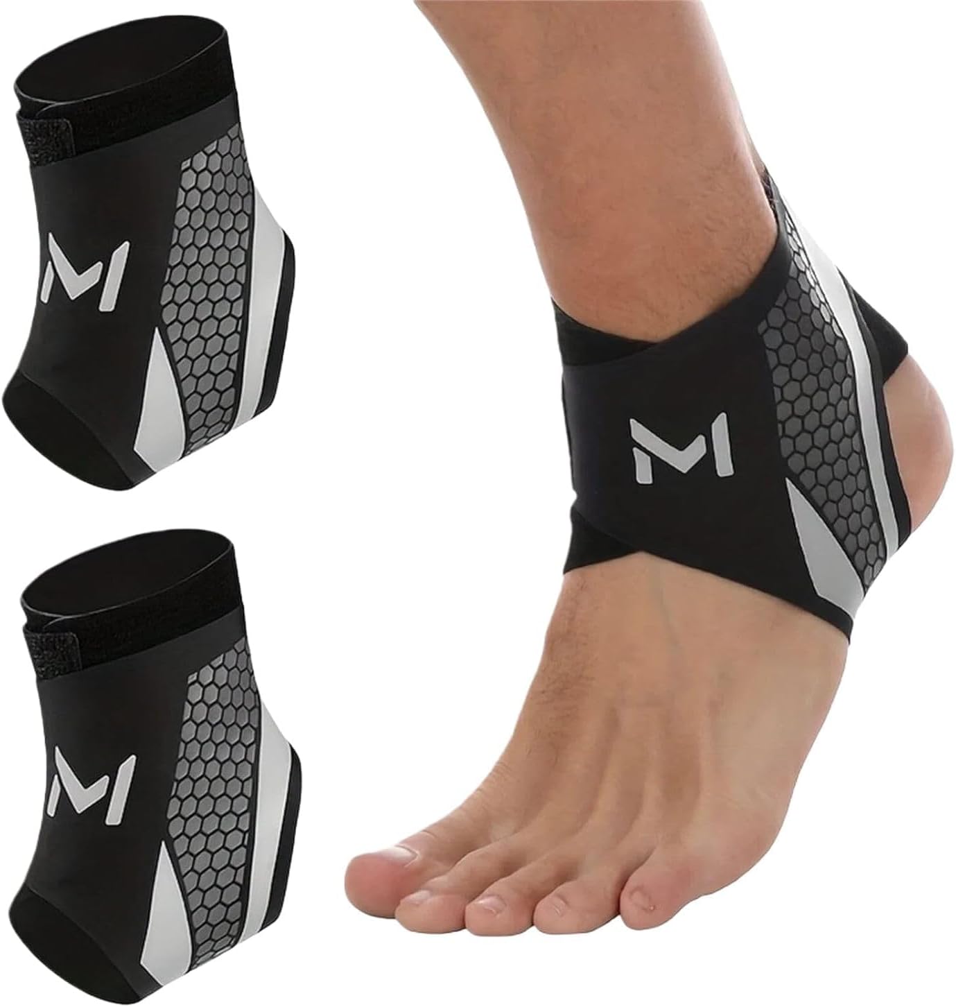 2PCS Ankle Brace Compression Support Stabilizer Lace-Up Sports Basketball nkle Stabilizer with Straps Men Women Adjustable Foot Ankle Orthopedic Compression Sleeve for Plantar Fasciitis Relief,Tendonitis,Sprained