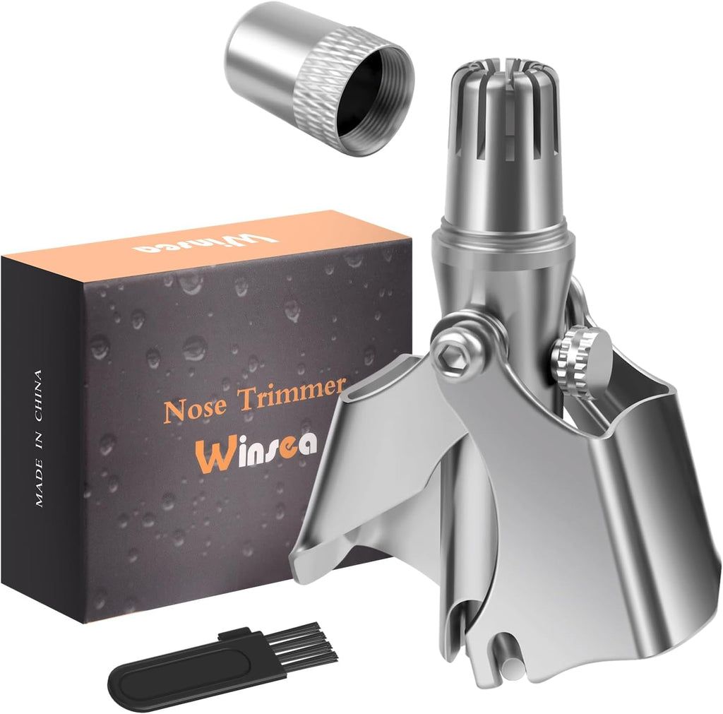Winsea Stainless Steel Hair Trimmer for Men and Women - Manual Nose and Ear Hair Trimmer, Nose Clippers, 360° Rotating Hair Trimmer, Washable Nose Hair Remover