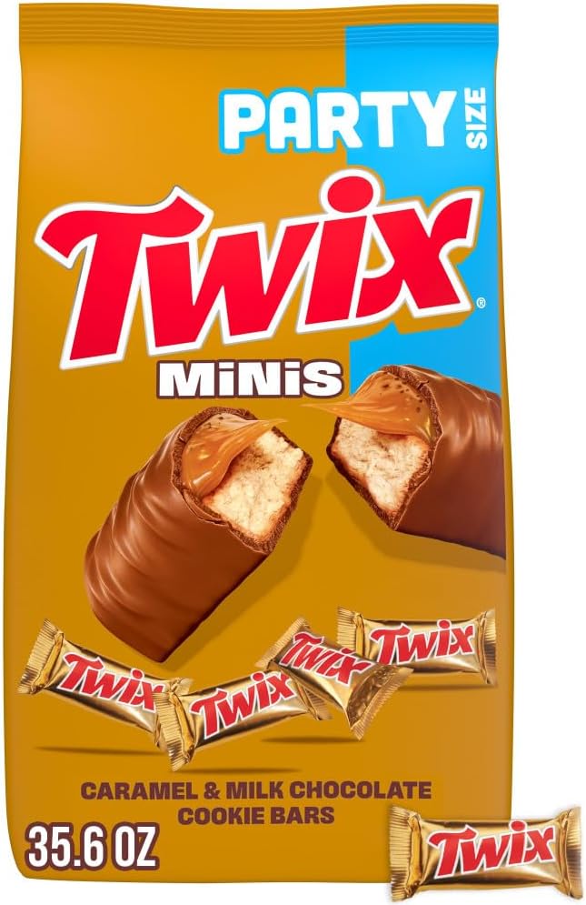 TWIX Caramel Minis Size Chocolate Cookie Bar Candy Bag, 35.6 oz, 95 pieces
