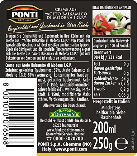 Ponti Gastronomic Glaze with Balsamic Vinegar of Modena PGI 8.8 oz 250gr , Pack of 2
