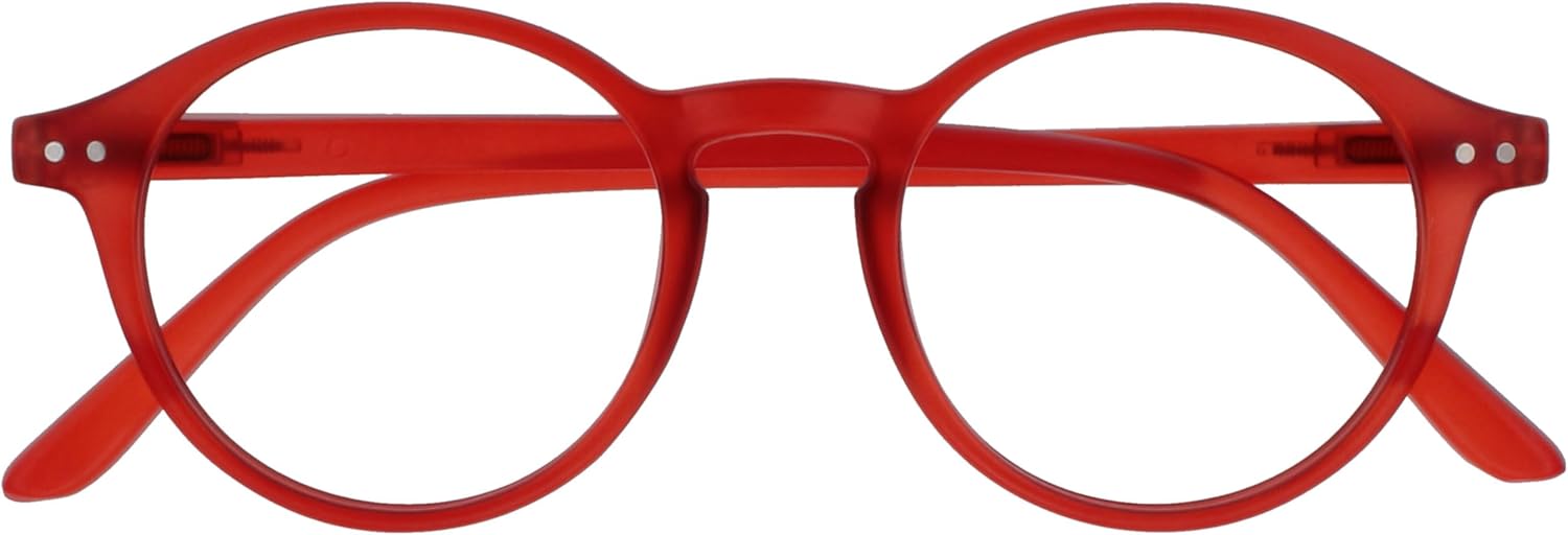 OPULIZE REY Reading Glasses for Women Men, Retro Round Frame with Spring Hinges, Matte Red +2.00 (Pack of 1)