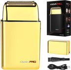 HIENA PRO Foil Shaver for Men Barber, Double Electric Foil Trimmer, Professional Electric Razor, Close Shaver, Cordless Rechargeable with USB, Gold