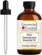 Greenwood Essential Pure Cananga Java Essential Oil (Cananga odorata) with Glass Dropper Steam Distilled 120ml (4 oz)
