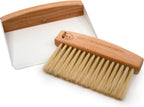 A&J Koti Table Crumb Sweeper - Small Mini Metal Dustpan and Hand Brush Combo Set - Wood Crumber for Servers, Restaurants, Home and Kitchen - Crumb Cleaning Set