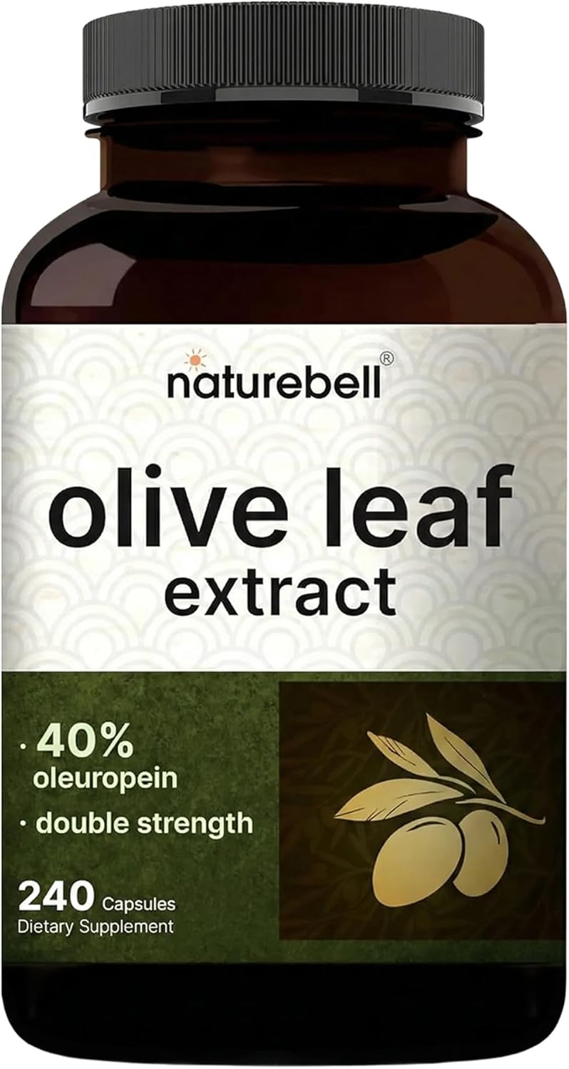 NatureBell Olive Leaf Extract - 240 Capsules - High Strength 50:1 Concentrated Extract with Oleuropein - Immune, Heart & Circulation Support*