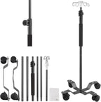 IV Poles with Wheels,47 to 100In Portable IV Floor StandTelescopic with 4 Hooks IV Bag Holder Stand Feeding Pump Stand Stainless Steels Pipe Extension Pole IV Influsion Pole