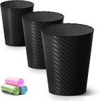 Lysam Bathroom Trash Can, 3 Pack 1.8 Gallons Small Trash Can with Trash Bags, Bathroom Garbage Can, Plastic Trash Bin, Round Waste Basket for Bedroom, Office, Kitchen, Room, Compact Space (Black)