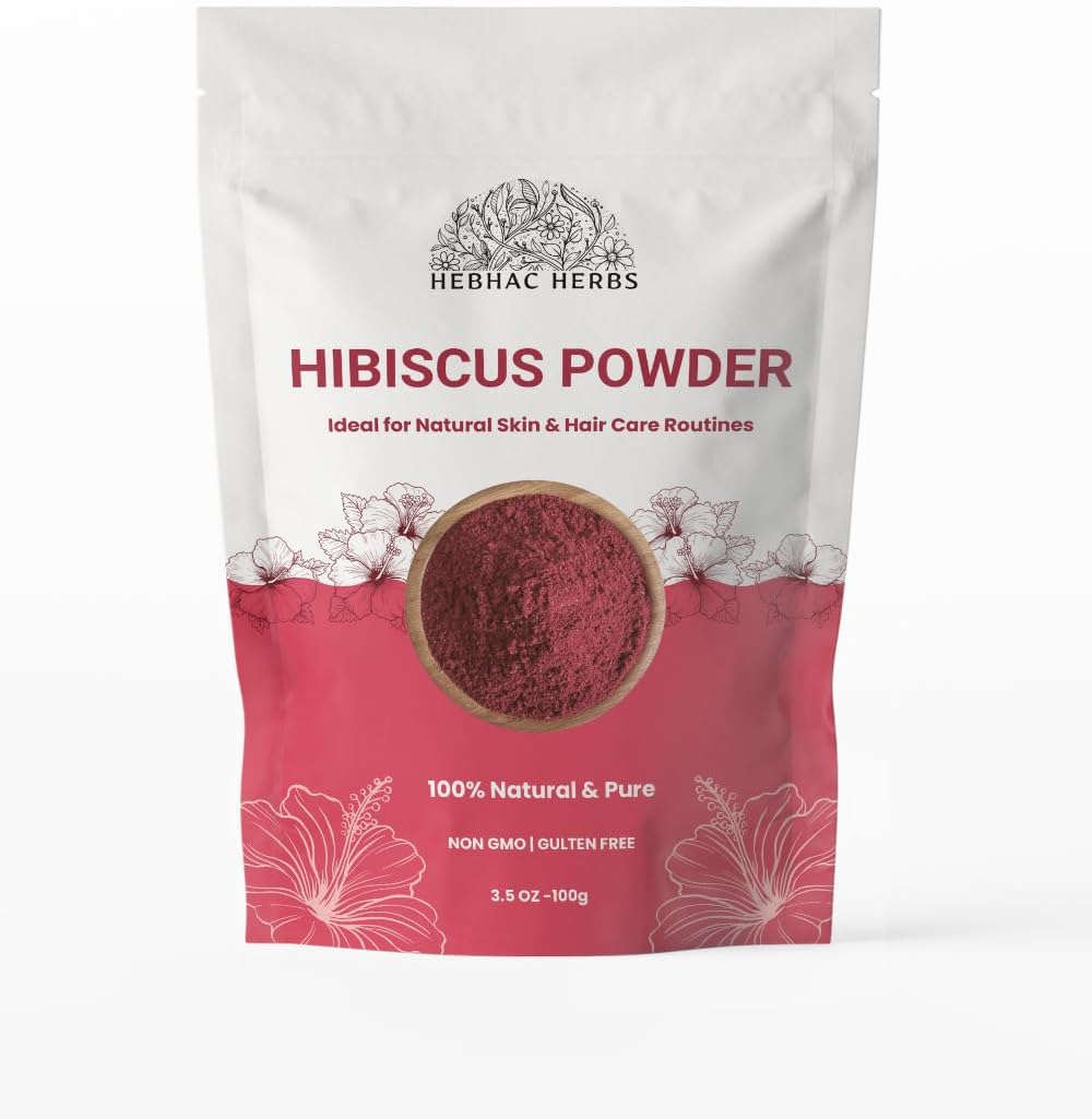 Hibiscus Flower Powder 100 g | 100% Pure Raw Hibiscus Powders for Hair, Skin & Tea | Vegan, Non GMO, Gluten Free