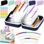 Waterproof Pill Pouch Set-14Pcs Bags Inside, Reusable BPA-Free Medicine Storage Weekly Medicine Organizer, Holder Daily Container with Labels Self-Sealing Design for Travel Purse Use(Blue,14Pcs Set)