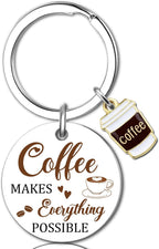 Coffee Lover Gifts for Women Men Coffee Keychain Accessories Barista Gifts for Women Barista Accessories Funny Keychains for Coworker Friend Birthday Gift Ideas