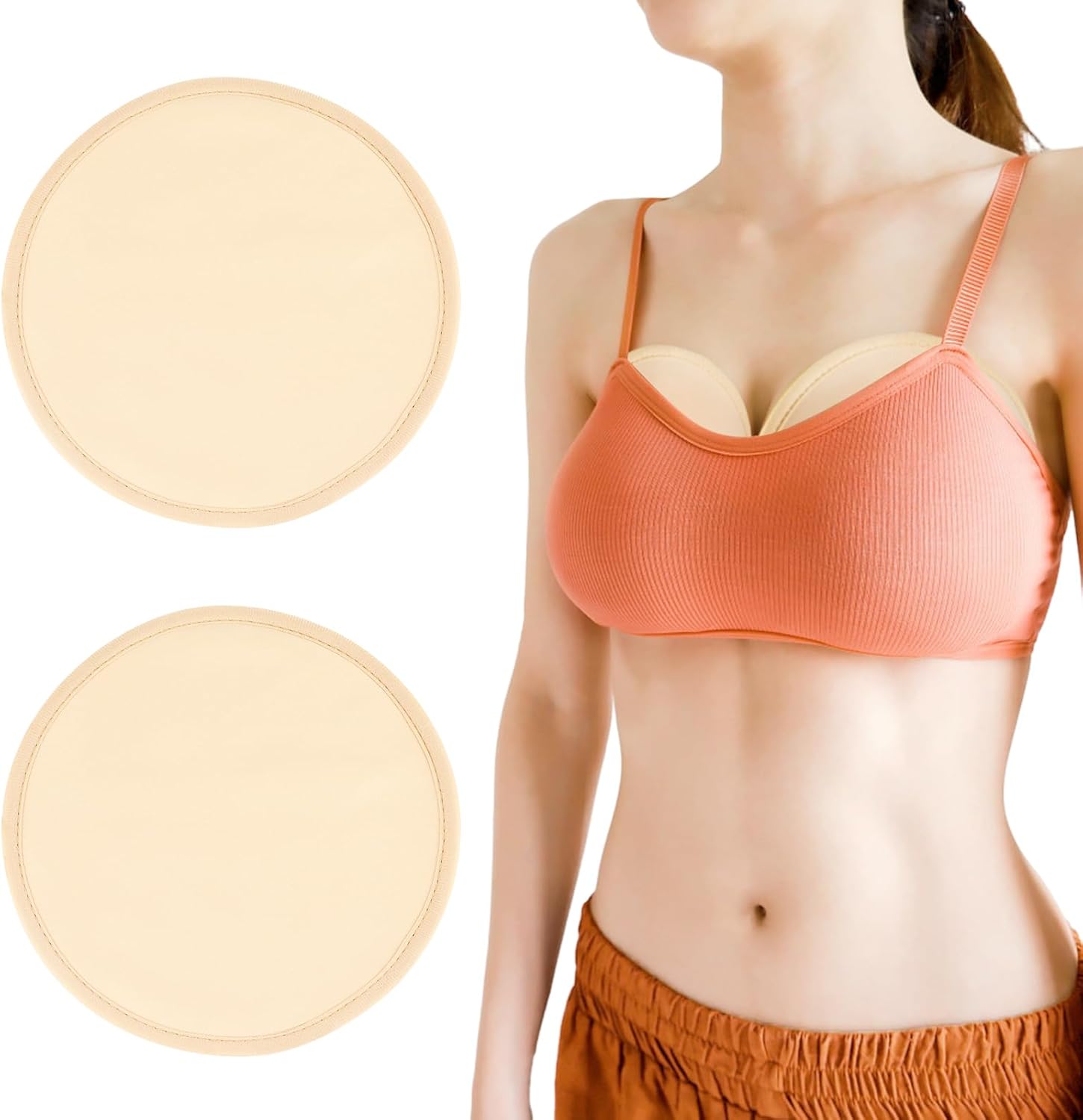 Castor Oil Pack for Breast, 2 PCS Reusable Organic Castor Oil Pack Wrap,Soft Breast Pads for Relaxing Sleeping (Oil Not Included) - Khaki