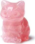 DUQGUHO Cat Decor Rose Quartz Cat Crystal Figurines Mom Crystals Gifts for Cat Lovers Men Women Lucky Cute Cat Statue Pink Gift Decor Mothers Cute Decoration 1PC