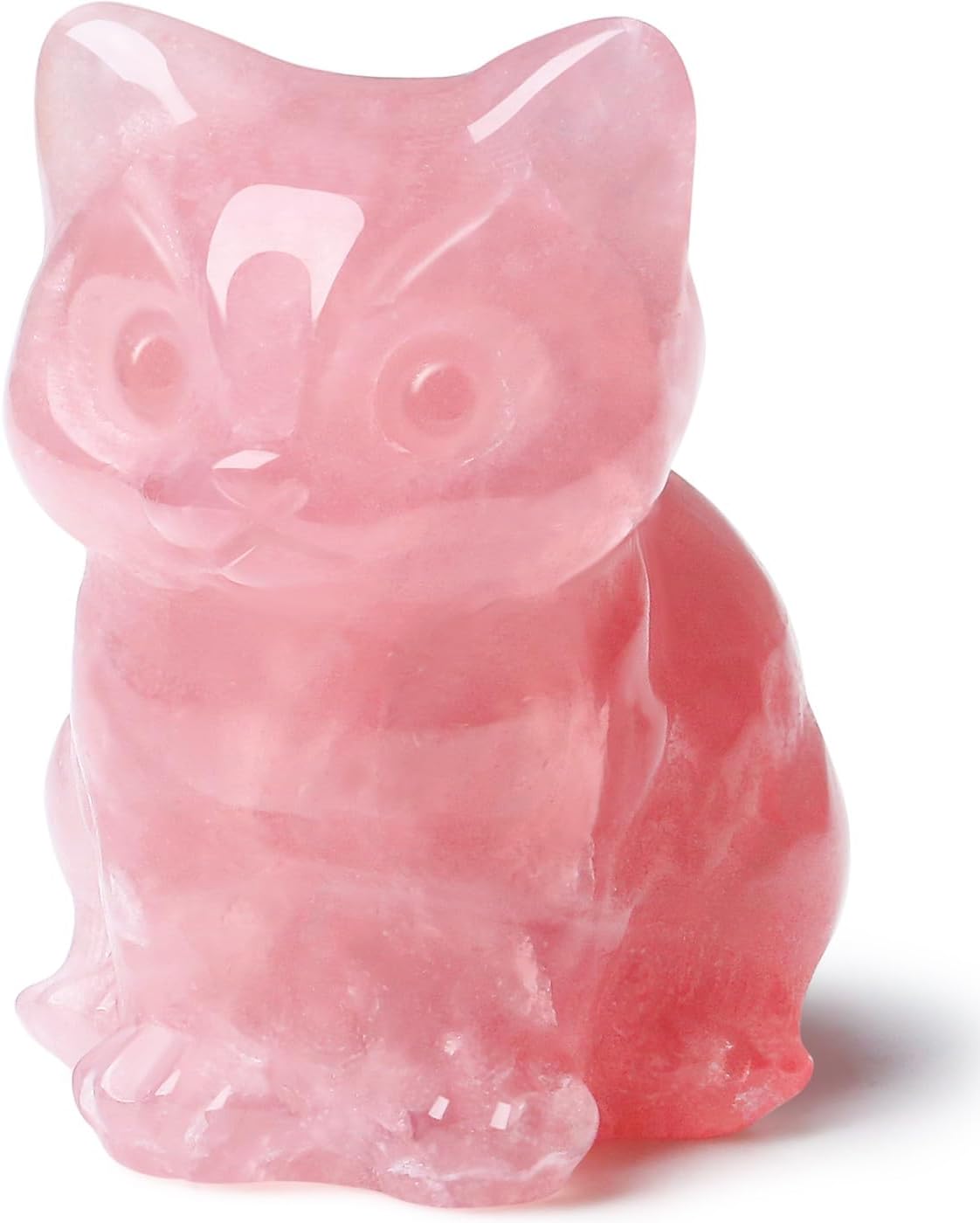 DUQGUHO Cat Decor Rose Quartz Cat Crystal Figurines Mom Crystals Gifts for Cat Lovers Men Women Lucky Cute Cat Statue Pink Gift Decor Mothers Cute Decoration 1PC