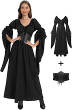 Halloween Renaissance Witch Dress for Women, Victorian Vintage Medieval Pirate Peasant Gothic Fairy Cosplay Costumes