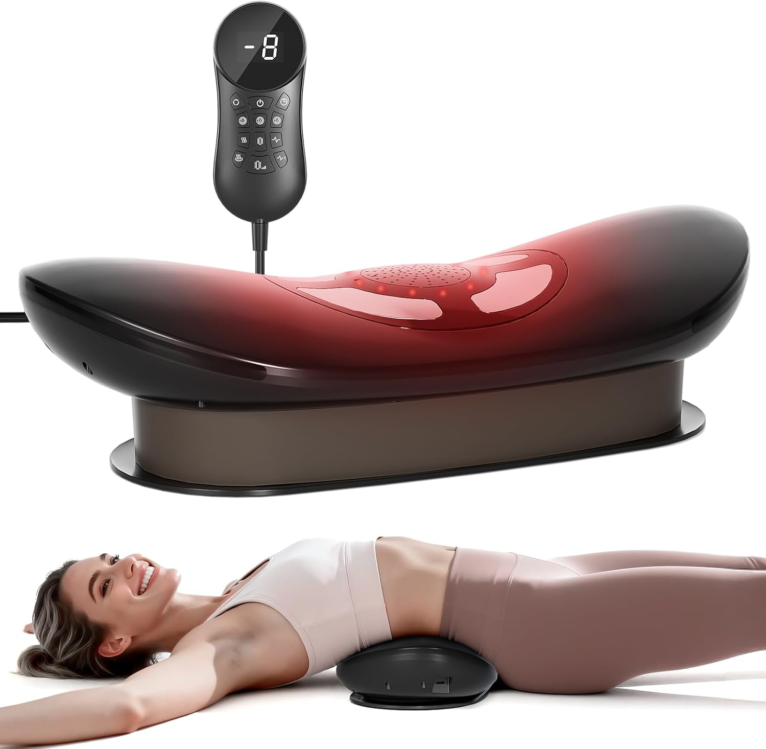 4-in-1 Electric Lumbar Traction Device, Back Massager with Adjustable Air Traction ,3 Level Heating, Vibration and Therapy,Lower Back Massager for Sciatica Relief, Office Lumbar Pressure & Stiffness