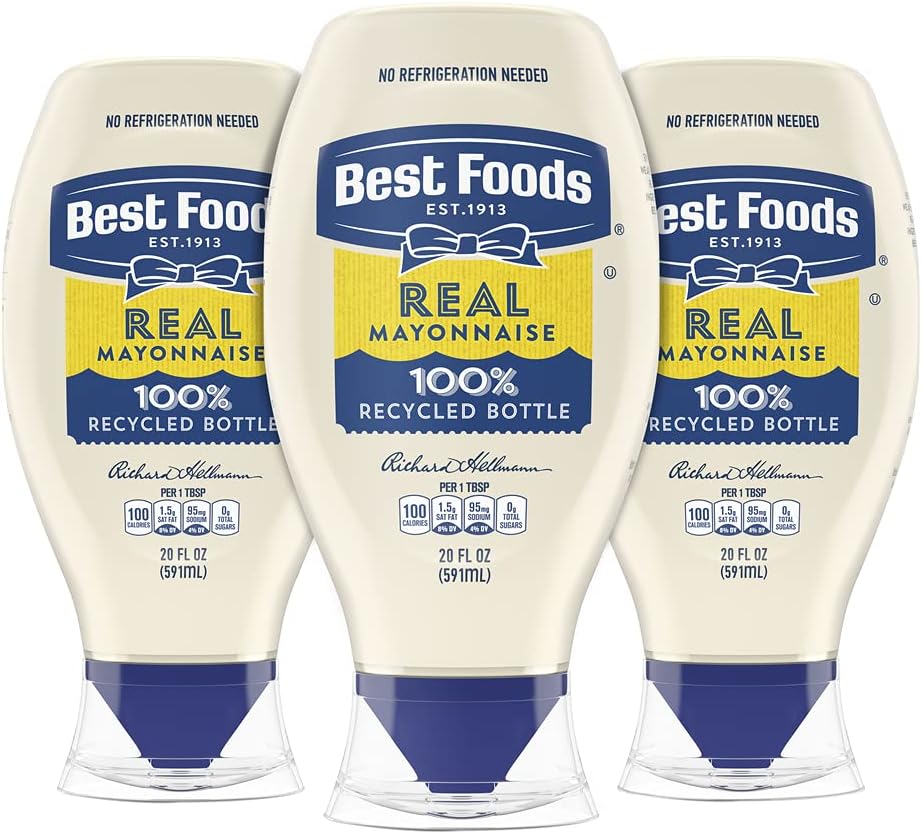 Best Foods Real Mayonnaise Squeeze Bottle For a Creamy Sandwich Spread or Condiment Made With Cage-Free Eggs 20 oz