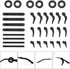 16 Pairs Eyeglasses Ear Grip Ear Hooks, Anti-Slip Holder Eyeglasses Stoppers Temple Tips Sleeve Retainer Eyewear Retainers Spectacle Stay For Eyeglasses, Sunglasses, Reading Glasses (Black)