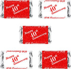 40th Anniversary Miniatures Candy Bar Wrapper, (Set of 60) Mini Candy Chocolate Bar Stickers; Red and White, Candy Not Included. Made in USA